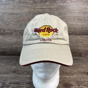 Hard Rock Cafe Hat Cap Strap Back Beige Embroidered London Save The Planet Mens